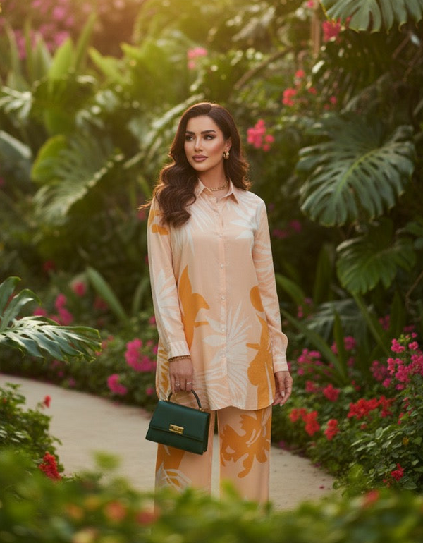 Sunset Palm Printed Co-ord Set for Women