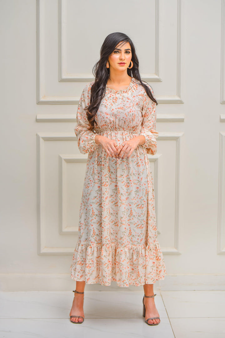 floral summer maxi dress front view

