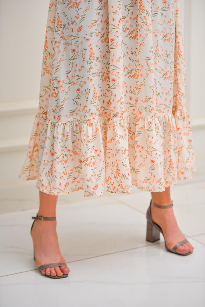 floral summer maxi dress front view

